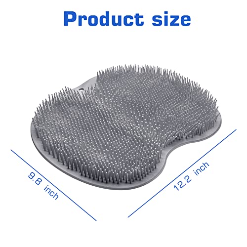Shower Foot Scrubber Mat Back Washer Exfoliating Bath Wash Pad Wall Mounted Slip Suction Cups for Use in Cleaner Men and Women - color: Gray