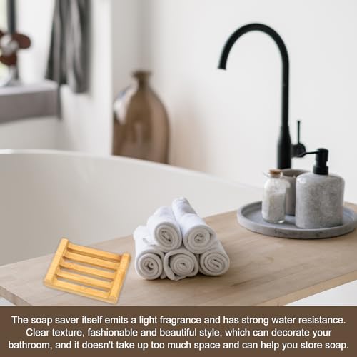 uxcell Wooden Soap Tray, 4 Pack - Wooden Soap Dish, Natural Bamboo Soap Holder, Soap Saver Tray Self Draining for Shower, Bathroom, Bathtub, Kitchen Sink