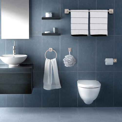Bathroom Hardware Accessories Set 4 Pieces, Brushed Nickel Stainless Steel Towel Bar Set, Includes 20In Towel Bar, Towel Ring, Robe Towel Hooks,Toilet Paper Holder, Bathroom Towel Rack Set - color: Brushed Nickel, size: 20Inch