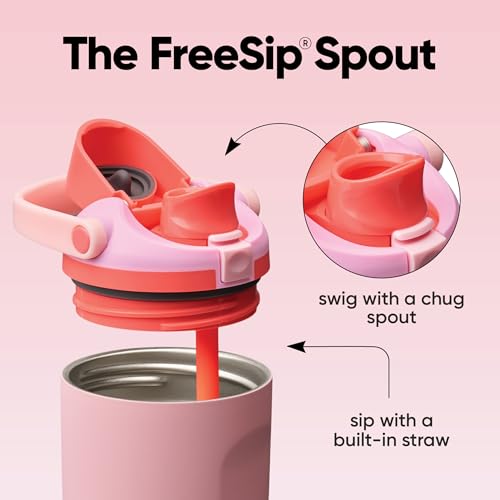 Owala FreeSip Sway Insulated Stainless Steel Water Bottle with Two-Way Spout, Built-In Straw and Bucket Handle, Made for Travel, School, and Sports, 30oz, BPA Free, Leak Proof, Pink Angel Food Cake - color: Angel Food Cake, size: 30 Ounces