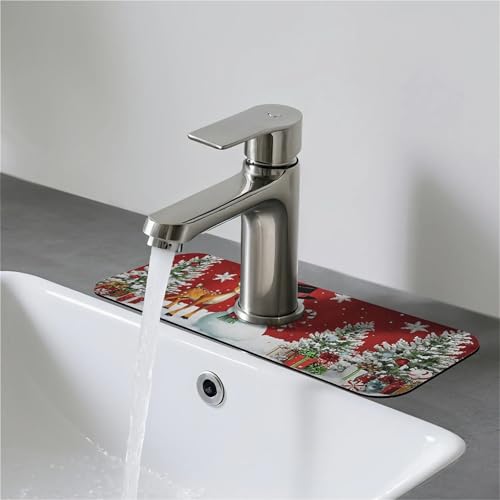 Faucet Fast Absorbent Pad - Christmas Snowman Reindeer , Suitable For Kitchen, Bathroom, Island And Other Scenes - color: Christmas Snowman Reindeer