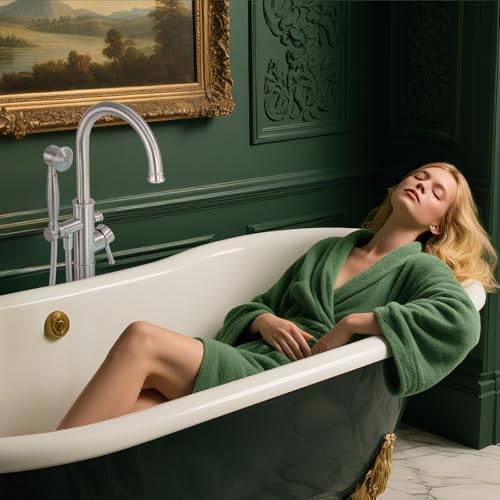 Free Standing Tub Faucet, Wintap Classic Freestanding Bathtub Faucet with Sprayer Brass Elegant Floor Mount Bath Faucets High Flow Roman Tub Filler, Brushed Nickel （WT-3311BN） - color: Brushed Nickel