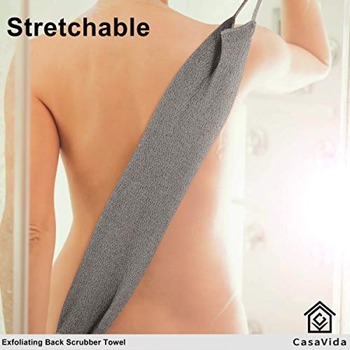 Exfoliating Back Scrubber for Shower, Pink + Wine Red, 2 Pack | Nylon Bath Towel Washer, Exfoliating Washcloth, Japanese Stretchable Strap, Body Exfoliation - color: ['Wine Red', 'Pink']