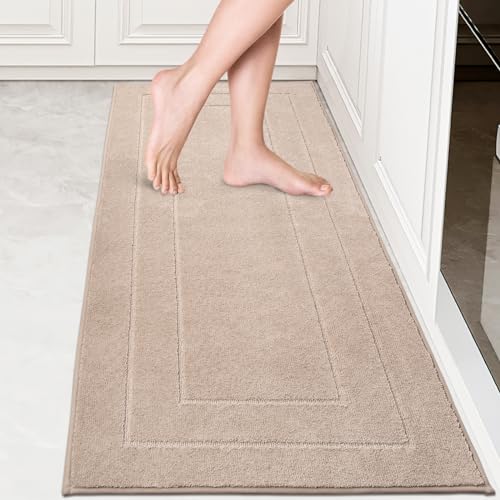 PURRUGS Machine Washable Kitchen Runner Rug 24" x 59", Non-Slip/Skid Hallway Runner Rug, Super Absorbent Soft Area Rug for Kitchen, Hallway & Laundry, Beige - color: Beige, size: 24" X 59"