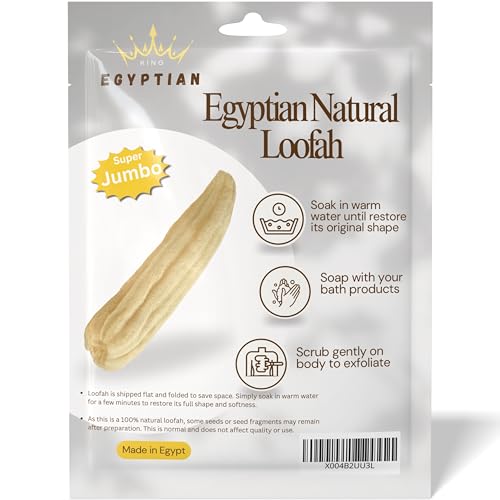 Whole Egyptian Loofah100% Natural Organic Loofah Exfoliating Scrubber for Shower, Natural Loofah Sponge Body Scrubber, for Men and Women (Super Jumbo 26"" - 30""), Cream White - style: Super Jumbo