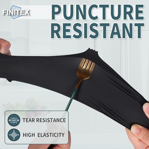 FINITEX - Black Nitrile Disposable Gloves, 5mil, Powder-free, Medical Exam Latex-Free 100 PCS For Cleaning Food Glove (Large) - size: Large