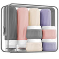 Mrsdry Travel Bottles for Toiletries 8 Pack, Travel Size Toiletries, Tsa Approved Travel Size Containers 3oz, with Travel Essentials Clear Bag, Leak Proof Silicone Squeezable Creams Jars - color: Red Rock, size: 3oz bottle 1oz jar
