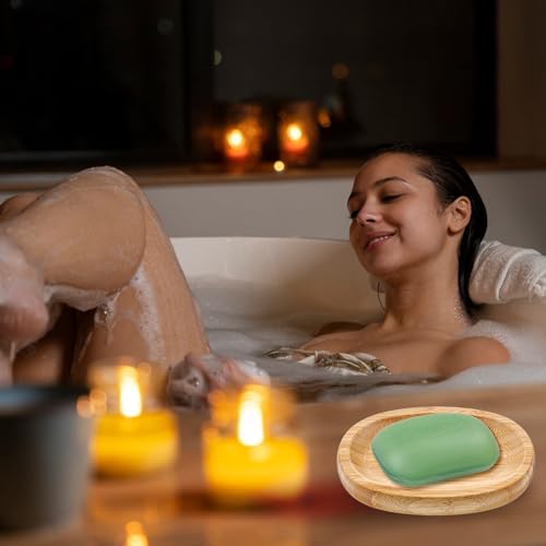 12 Pcs Bamboo Soap Dish Bulk, Self-Draining Non-Slip Bamboo Soap Trays Bulk, Wooden Soaps Holder Tray, Shampoo Bar Holder for Bathroom, Kitchen (3 Sizes)