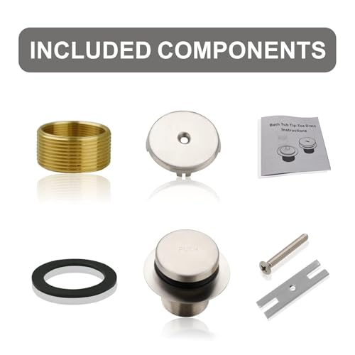 Brushed Nickel Bathtub Drain Tip-Toe Single Hole,Welsan Tub Drain Trim Set Conversion Kit Assembly, Coarse Thread Replacement Trim Kit with 1-Hole Overflow Faceplate Includes an Adapter - color: Brushed, style: 1 Hole