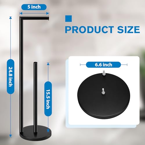 Toilet Paper Holder Stand, Toilet Paper Stand Black, Free Standing Toilet Paper Holder, Toilet Paper with Storage by Bathth - color: Black