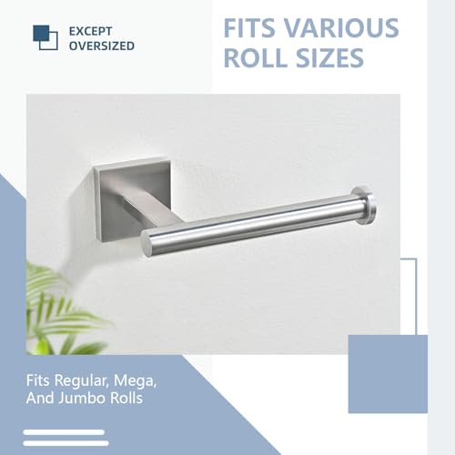 Toilet Paper Holder Wall Mount with 2 Towel Hooks, Brushed Nickel Bathroom Hardware Set, SUS304 Stainless Steel Toilet Paper Roll Holder and Robe Hook Set for Bathroom, RV, Kitchen - color: Brushed Nickel