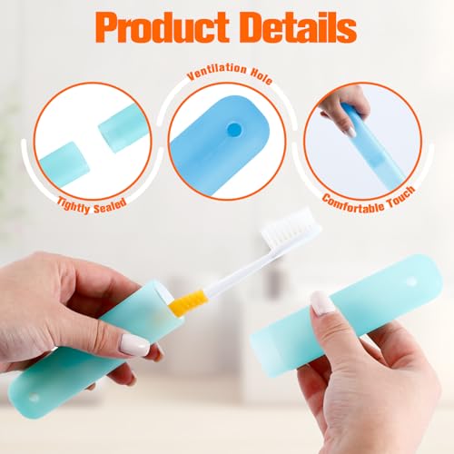 40 Pieces Travel Toothbrush Case Holder, Portable Plastic Breathable Toothbrush, Plastic Container for Travel, School, Home, Camping, Indoor, Outdoor (7 Assorted Colors)