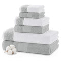 Modern Threads 600 GSM 6-Piece Towel Set with Filgree Jacquard Border, Silver - color: Silver, style: Jacquard Border