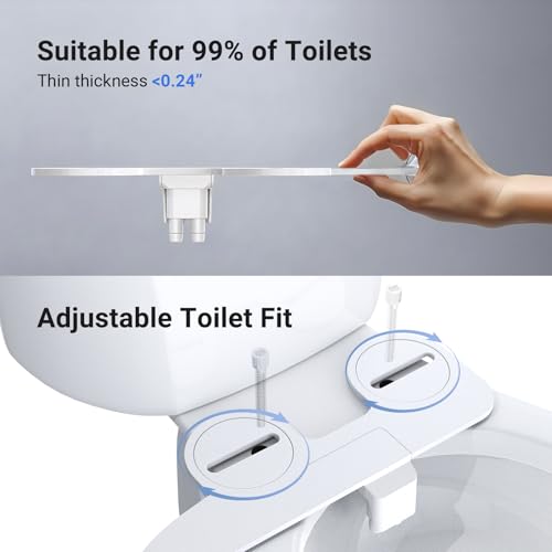 Bidet Attachment for Toilet Seat Sprayer - Non Electric Dual Nozzle with Cold Water - Self Cleaning Toilets Bathroom Spray for Butt Wash - Easy Slim Adjustable Pressure Control Rv Bidets Gifts - color: Rose Gold