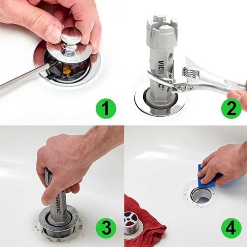 Tub Drain Remover Wrench, Tub Dual Ended Drain Wrench for Bath Drains, Shower Drain Heavy Duty Aluminum