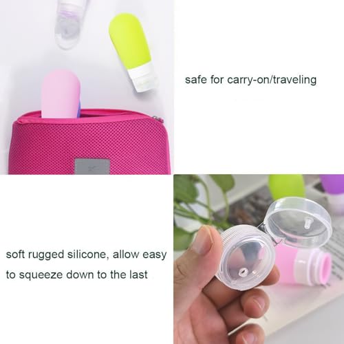 Mziart Travel Bottles for Toiletries, 2.7oz Silicone Travel Size Containers, 3 Pack TSA Approved Leak-Proof Reusable Squeezable Refillable Shampoo and Conditioner Bottles (Pink, Purple, Green) - size: 2.7 OZ