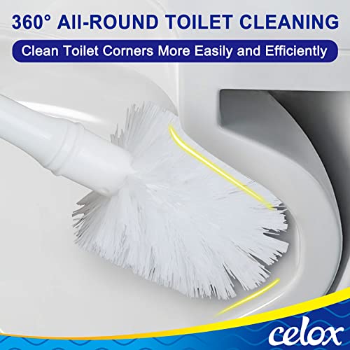 CELOX Toilet Bowl Brush and Holder, Compact Toilet Brush with Breathable Ventilation Stand Base, Bathroom Cleaning Kit, White, 2 Set - color: White