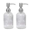 14Oz Clear Soap Dispenser Bathroom - 2 Pack, Clear Glass Hand Soap Dispensers with Stainless Steel Pump, Refillable Dish Soap Dispenser for Kitchen, Countertop Soap Dispensers - color: Clear（2-pack）