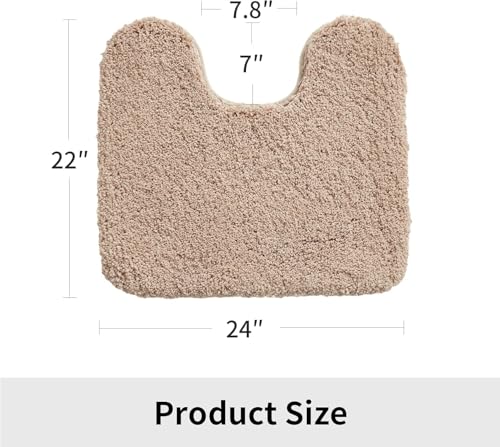 Disolla Toilet Mat 22x24 Beige - Non Slip Fluffy U-Shaped Contour Rug, Ultra-Soft Plush Toilet Floor Mat, Absorbent & Machine Washable - color: Beige, size: 1'10" x 2' (22''x24'' Toilet Rug)