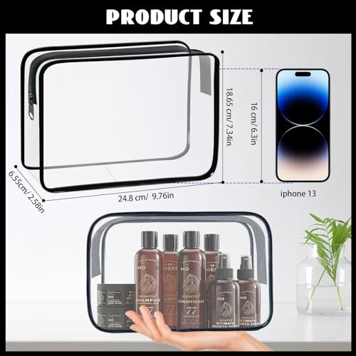YedsIntu 16 Pack Waterproof Cosmetic Bag TSA Approved Toiletry Bag, Portable Travel Pouch with Zipper, Vinyl Plastic Organizer Storage for Men and Women (Black-L) - color: Black-L
