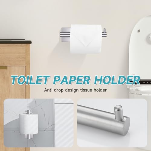 Brushed Nickel Bathroom Hardware Accessories Towel Bar Set, 10 Pieces Bathroom Towel Bar Holder Set, 23.6 Inch Stainless Steel Toilet Paper Holder Towel Racks for Bathroom Wall Mounted - color: Brushed Nickel, size: 10pieces A