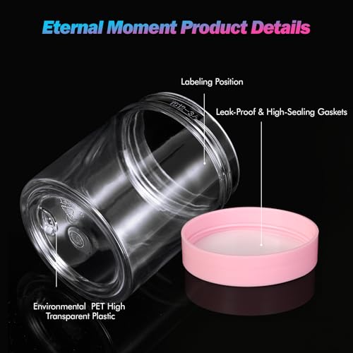 Eternal Moment 36 Pack 3 OZ Plastic Jars Round Clear Cosmetic Container Jars with Pink Lids, Perfect for Lotion, Slime，Cream, Ointments, Makeup, Eye Shadow, Samples, Pot, Travel Storage - color: Pink Lid, size: 3 Ounce