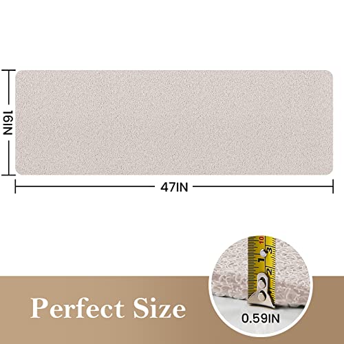 Shower Mat Bathtub Mat Non-Slip,47x16 inch, Soft Tub Mat with Drain,PVC Loofah Bath Mat (Phthalate Free) for Tub and Bathroom,Quick Drying,White - color: White, size: 47" x 16" (Rectangular)