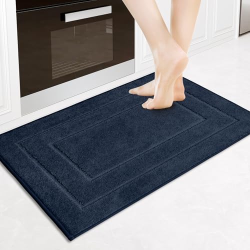 PURRUGS Machine Washable Kitchen Rug 24" x 35.5", Non-Slip/Skid Kitchen Runner Rugs & Floor Mats, Super Absorbent Soft Standing Mats for Kitchen, Sink & Laundry, Navy Blue - color: Navy Blue, size: 24" X 35.5"