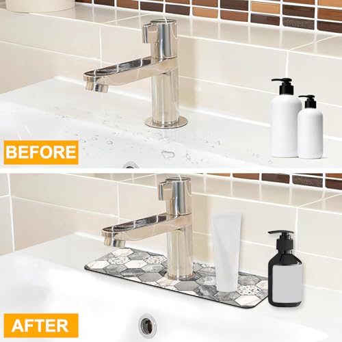 2 Pack Faucet Mat for Kitchen Sink Splash Guard Bathroom 15.5"X5.5" - size: 15.5" x 5.5"