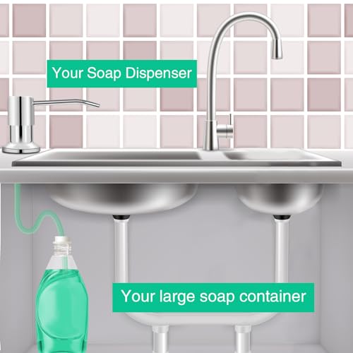 Soap Dispenser for Kitchen Sink, Built in Sink Soap Dispenser, Countertop Soap Dispenser Pump with 47" Extension Tube kit, No Need to Fill Little Bottle Again, Chrome - color: Chrome