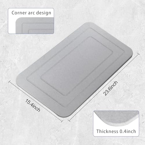 2 Pack Stone Bath Mat, Diatomaceous Earth Shower Mat, Non-Slip Super Absorbent Quick Drying Bathroom Kitchen Floor Mat (Pale Gray, 24x15) - color: Pale Gray Rectangle