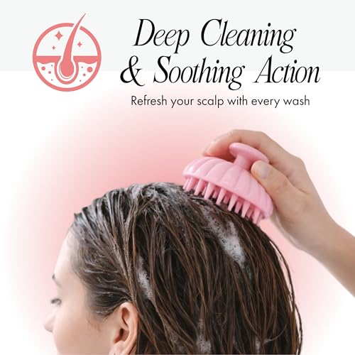 Scalp Massager, Exfoliating Silicone Handheld Head and Temple Scrubber Brush for Hair Stimulation