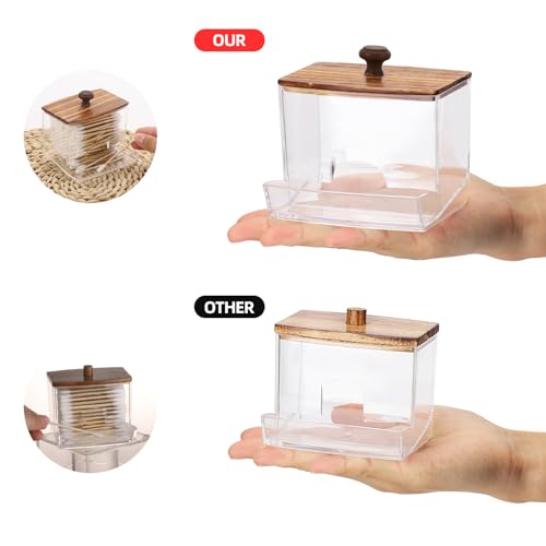 Tbestmax 10oz Qtip Holder Dispenser Big Clear Bathroom Container for Cotton Ball, Cotton Swabs, Floss - Bathroom Organizer Accessories for Storage - color: 1Pc-Black-2
