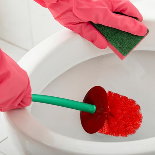 Cherry-Shaped Toilet Brush Set - Modern Dark Red Plastic Toilet Cleaning Kit with Stand for Bathroom (14.93 Inch)