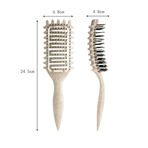 Curl Defining Brush for Curly Hair, Vented Detangling Hair Brush for Wet and Dry Styling, Curved Brush for Shaping and Smoothing Curl Clumps, Lightweight Hair Brush （Pink） - color: Pink