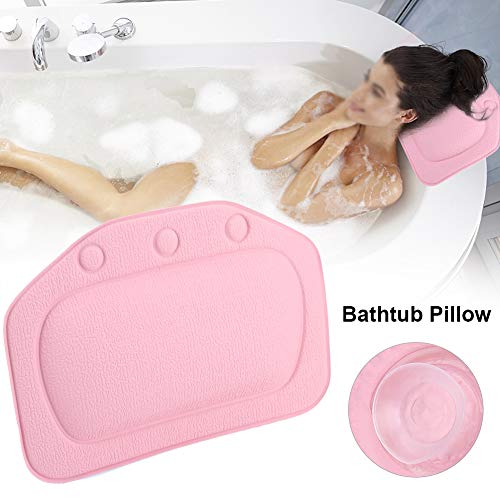 Bath Pillow, Bathtub Head Neck Support, Soft Foam Padded Spa Tub Headrest Back Shoulders Support Cushion Bathroom (Pink) - color: Pink