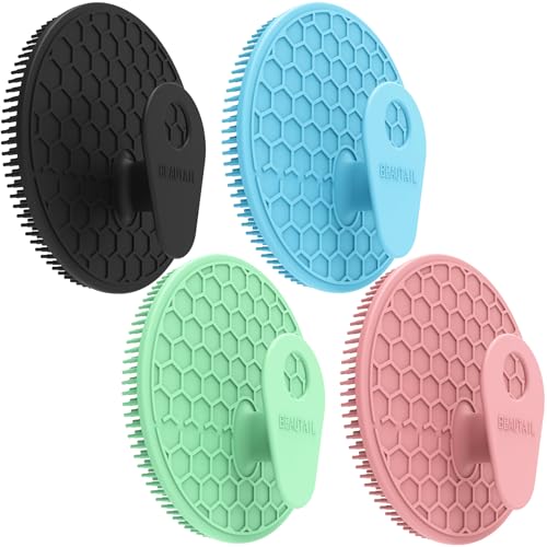 Silicone Body Scrubber 4 Pack, BEAUTAIL Shower Bath Scrubber, Gentle Exfoliating Brush for Women Men Sensitive Skin, More Hygienic Than Traditional Loofah, Long Lasting (Black+Blue+Pink+Green) - color: Black+blue+pink+green