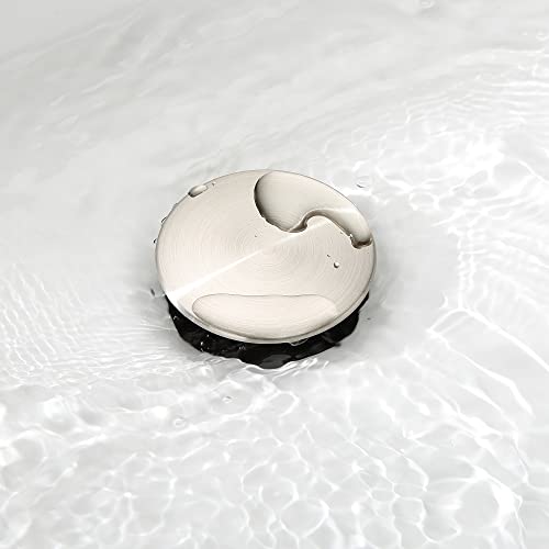 TIORIY Vessel Sink Drain Without Overflow, Plastic Bathroom Pop up Sink Drain Brushed Nickel, Built-in Anti Clogging Sink Stopper, Fit for 1 3/4 Inch Sink Vanity Drain Assembly with Strainer - color: No Overflow Brushed Nickel