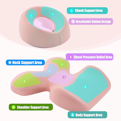 MABOZOO Face Down Massage Pillow, Massage Headrest for Bed Face Down Pillow for Sleeping with Non-Slip Bottom, Home Head Cushion and Chest Cushion for SPA, Sleep (Pink) - color: Pink