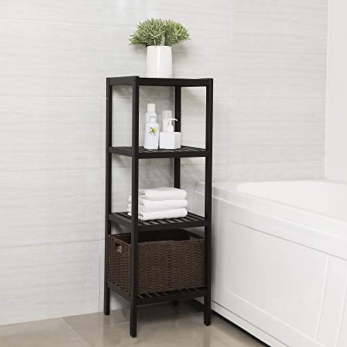 SONGMICS Bamboo Storage Shelf, 4-Tier Shelving Unit, Multifunctional, in the Entryway, Bathroom, Living Room, Balcony, Kitchen, 13 x 13 x 38.6 Inches, Brown UBCB54C - color: Brown, size: 4 Tiers (13"D x 13"W x 38.6"H)