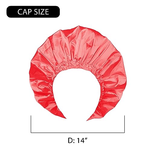 DONNA Shower & Conditioning Silky Satin Cap Waterproof Bath Caps Plastic Reusable Shower Caps Elastic Band Bath Hair Hat Stocking Stuffers for Women Rose L-XL - color: Rose