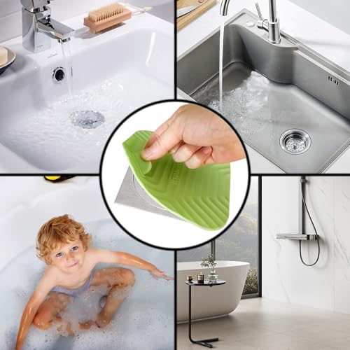Shower Drain Cover Tub Stopper,2 Pieces Sewer Anti-Odor Mat Deodorizing Drain Plugs for Kitchen,Bathroom and Laundry(5.9x5.9 inch) Green - color: Green/2-piece Set