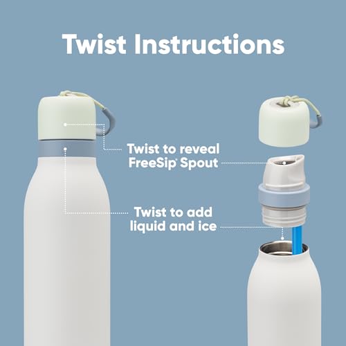 Owala FreeSip Twist Insulated Stainless Steel Water Bottle with Straw for Sports and Travel, BPA-Free, 18-oz, Mint/White (Iced Breeze) - color: Iced Breeze, size: 18 Ounces