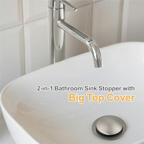 WELLUP Brushed Nickel Bathroom Sink Stopper 2 Pack,Sink Drain Stopper Pop Up - color: Brushed Nickel-2