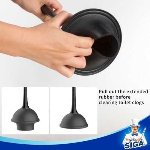 MR.SIGA Toilet Plunger and Bowl Brush Combo for Bathroom Cleaning, Black, 2 Sets - color: Black