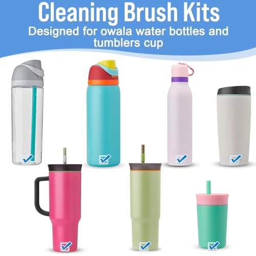 XANGNIER 5 Pcs Water Bottle Cleaner Brush Set for Owala 24oz/32oz/40oz Cup,Multifunctional Bottle Brush and Long Straw Cleaner Brush,Cleaning Kit for Owala/Stanley/Yeti Tumbler Cup Accessories - size: 5 pack