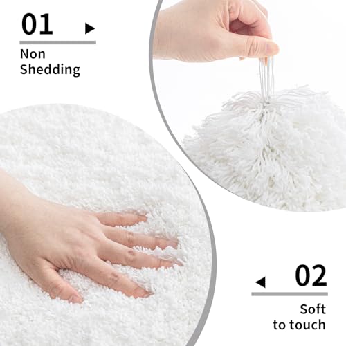 Disolla White Bathroom Rug 20x32 - Non-Slip Plush Thick Bath Mat, Highly Absorbent & Ultra Soft Fluffy Floor Mat, Machine Washable for Shower and Tub - color: White, size: 1'8" x 2'8" (20''x32'' Bathroom Rug)