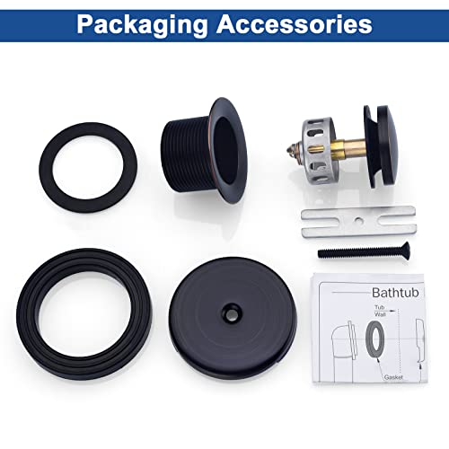 Brass Tip-Toe Tub Drain Kit with Basket Strainer and Single Hole Overflow Faceplate, Oil Rubbed Bronze - color: Oil Rubbed Bronze, style: 1-hole