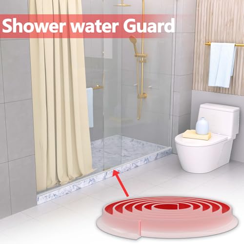 New Collapsible Shower Threshold Water Dam, Self Adhesive Silicone Waterproof Barrier Bathroom and Kitchen Water Strip Dam Shower Guard for Dry And Wet Separation Caulk Seal Strip Edge Trim(TM) - color: Transparent, style: 39Inch