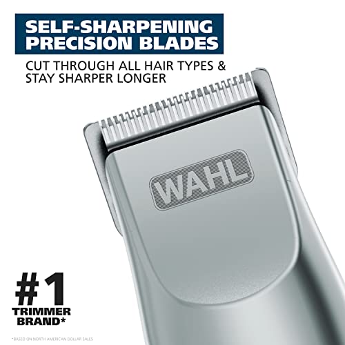 Wahl Groomsman Battery Operated Facial Hair Trimmer for Beard & Mustache Trimming Including Light Detailing and Body Grooming – Model 9906-717V,(Pack of 4) - color: Silver, size: 1 Count (Pack of 4)